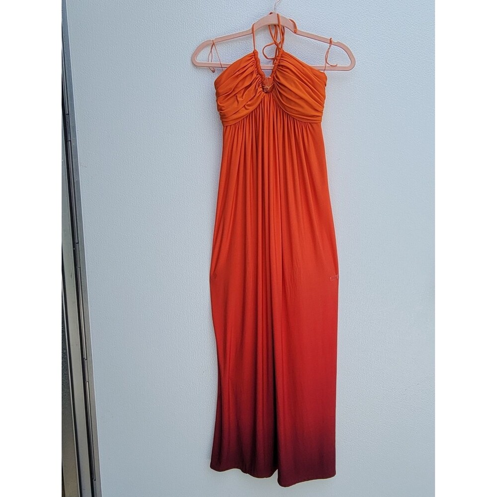 Morgan McFeeters Coral to Orange Ombre Halter Dress Size 6 Women